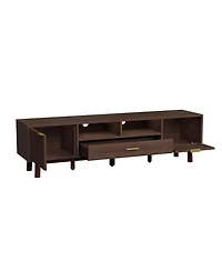 Rainsken Wood Tv Stand for TVs, Entertainment Center, Media Console with Storage Drawer, Open Shelves and Drop-Down Door Cabinet for Living Room