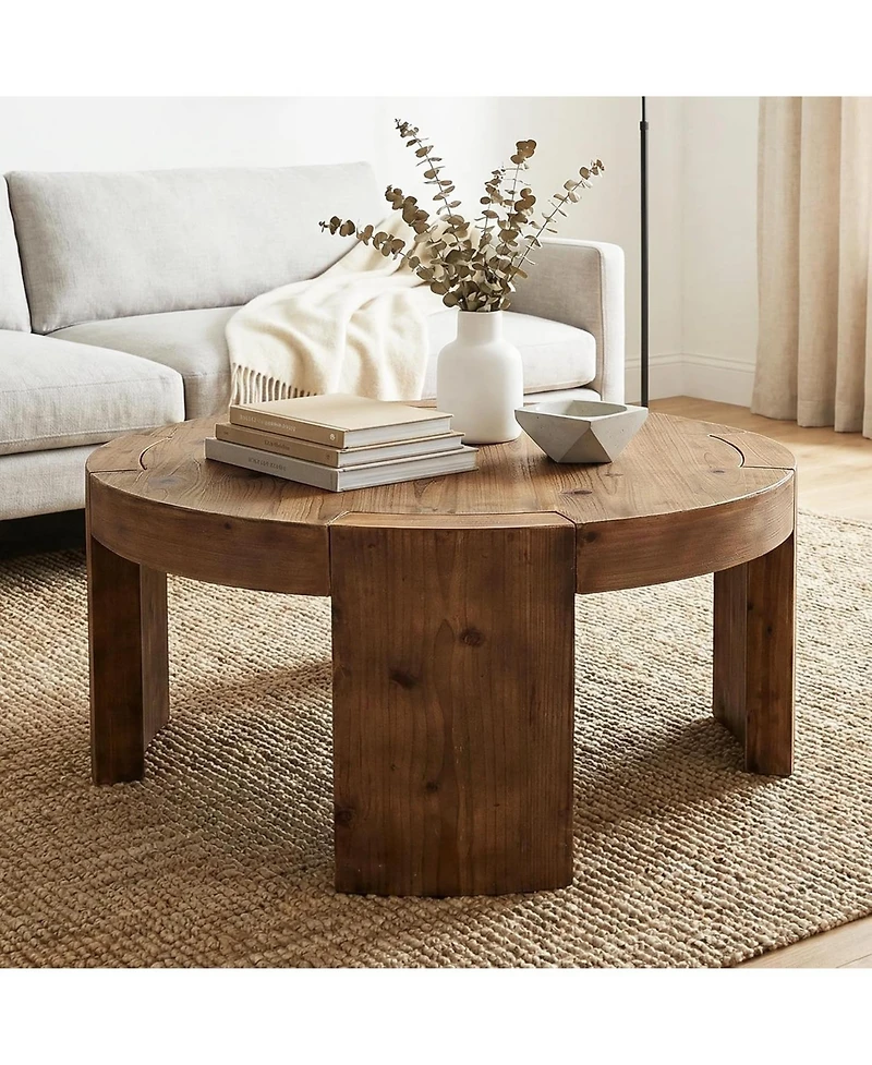 Tribesigns Solid Wood Round Coffee Table, 31.5-Inch Farmhouse Circle Center Cocktail Tea Table