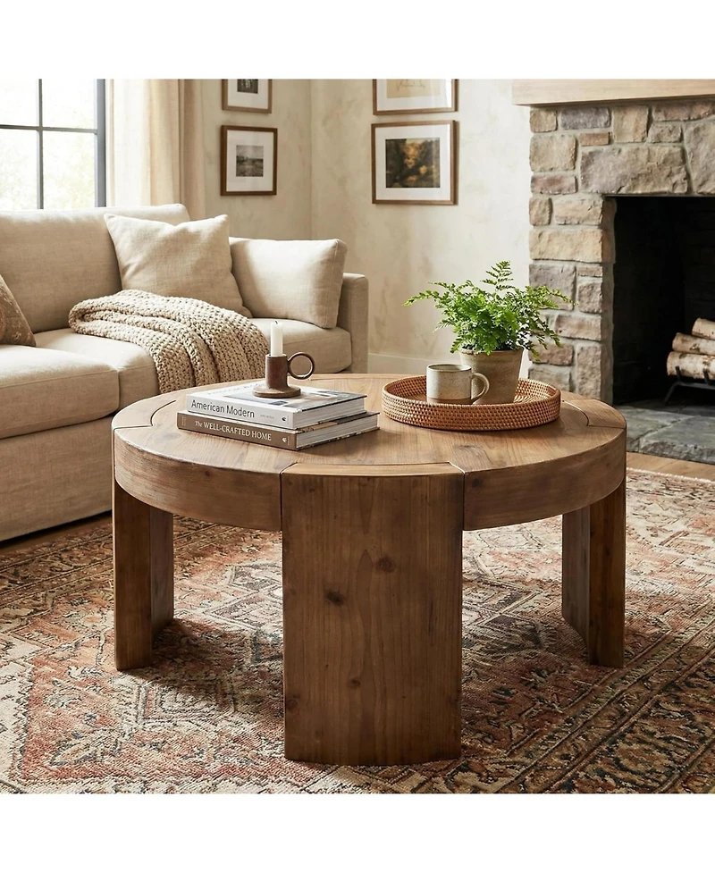 Tribesigns Solid Wood Round Coffee Table, 31.5-Inch Farmhouse Circle Center Cocktail Tea Table