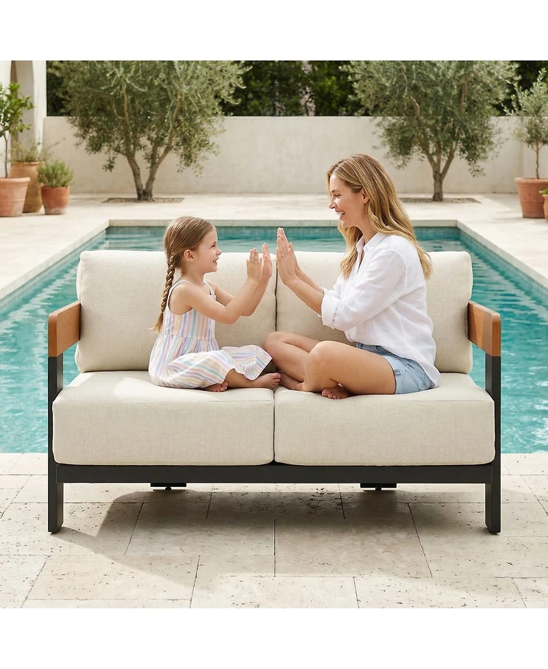 Tribesigns Outdoor Patio Sofa with Cushions, Metal Frame Patio Couch with Thick Cushions, Outdoor Seating