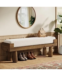 Tribesigns 47.24'' Entryway Bench, End of Bed Bench with Berber Fleece Cushion, Wooden Shoe Bench