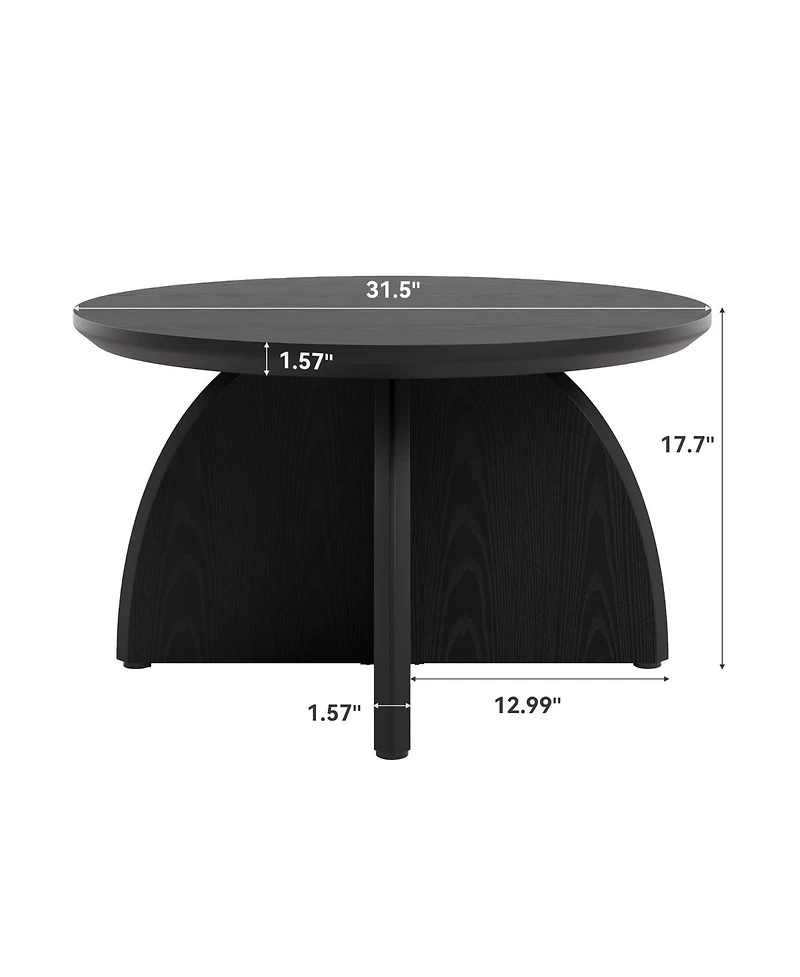 Tribesigns 31.5'' Round Coffee Table, Modern Circle Center Living Room Table, Black Low Cocktail Table