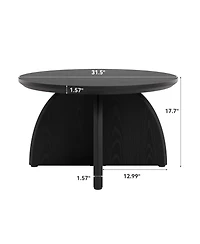 Tribesigns 31.5'' Round Coffee Table, Modern Circle Center Living Room Table, Black Low Cocktail Table