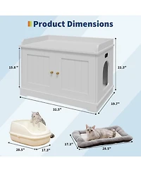 gaomon Cat Litter Box Enclosure Hidden Litter Box Cabinet with Wooden Barn Door, End Table Style Indoor Cat House Fits Most Litter Boxes