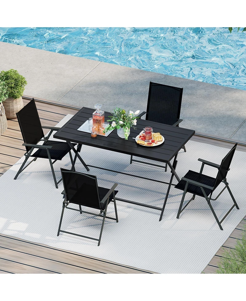 Gouun Foldable Rectangular Metal Patio Dining Table