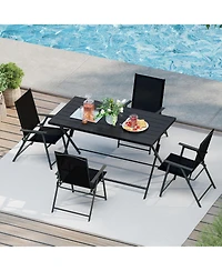 Gouun Foldable Rectangular Metal Patio Dining Table