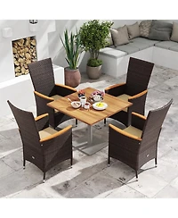 Gouun Set of 4 Wicker Patio Dining Chairs with High Backrest and Cushions