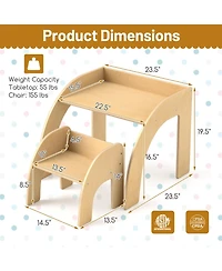 Gouun Kids Table and Chair Set with Wide Tabletop and Curved Edges