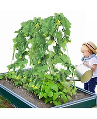 Sugift Cucumber Trellis, 35" x 55", Foldable with Plant Clips, Metal Garden Support