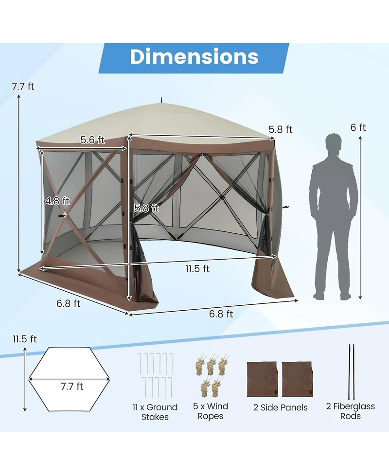 Sugift Pop Up Gazebo Screen House Tent with Mesh Netting Walls
