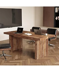 Tribesigns Solid Wood Executive Desk, 63" Farmhouse Office Computer Desk,Work Writing Table