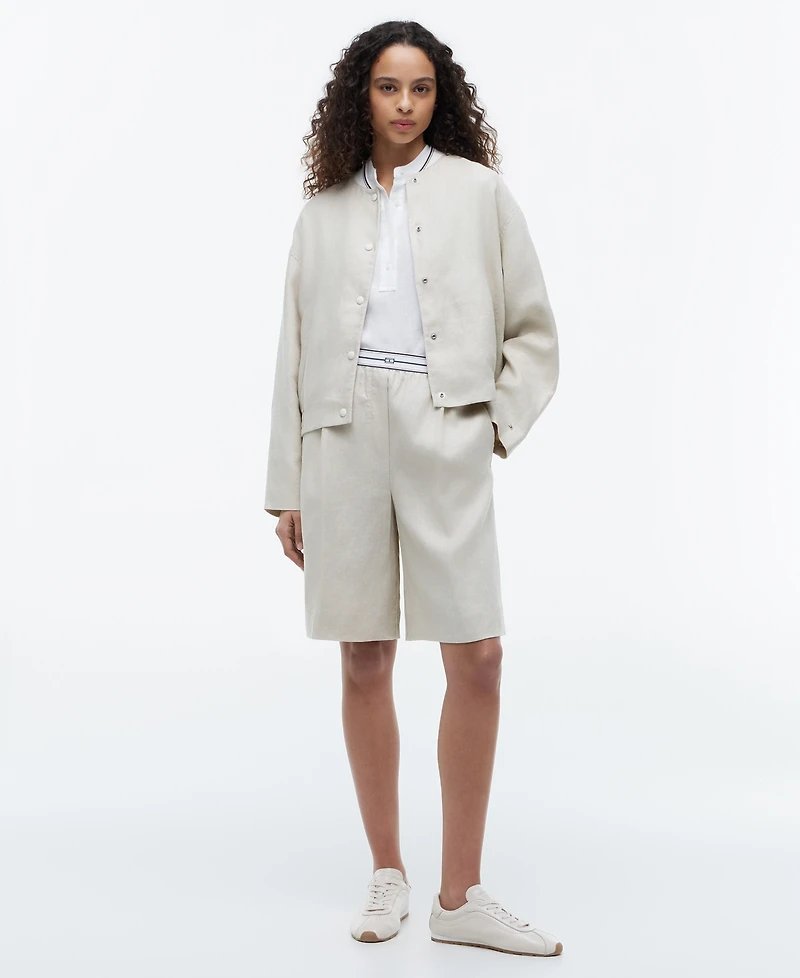 Tommy Hilfiger Women's Long-Sleeve Linen Bomber Jacket