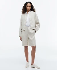 Tommy Hilfiger Women's Long-Sleeve Linen Bomber Jacket