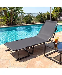 Slickblue Folding Camping Cot with Mattress 3 in 1 Convertible Single Sofa Chaise Lounge Chair Sleeper