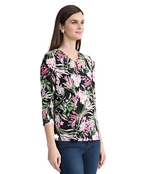 Jones New York Women's Printed V-Neck Top