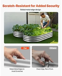 Gouun Galvanized Metal Raised Garden Bed, Outdoor Planter Box with Open Bottom Design