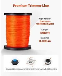 Sugift 0.095 inch 1280 feet String Trimmer Line, Heavy Duty Nylon for Weed Eater Use