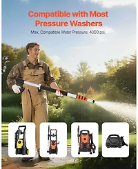 Sugift Pressure Washer Telescoping Wand, 24 ft, 4000 Psi with 7 Nozzles and Harness
