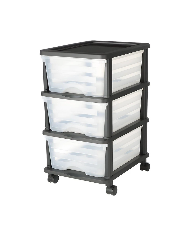 Gouun 3 Drawer Rolling Storage Cart with Clear Front Panels and Wheels