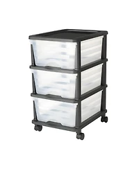 Gouun 3 Drawer Rolling Storage Cart with Clear Front Panels and Wheels