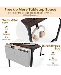 Gouun Compact Home Office Desk with Built-In Charging Station, Storage Bag and Headphone Hook