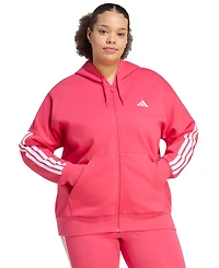 adidas Plus Essentials 3-Stripes Full-Zip Fleece Hoodie