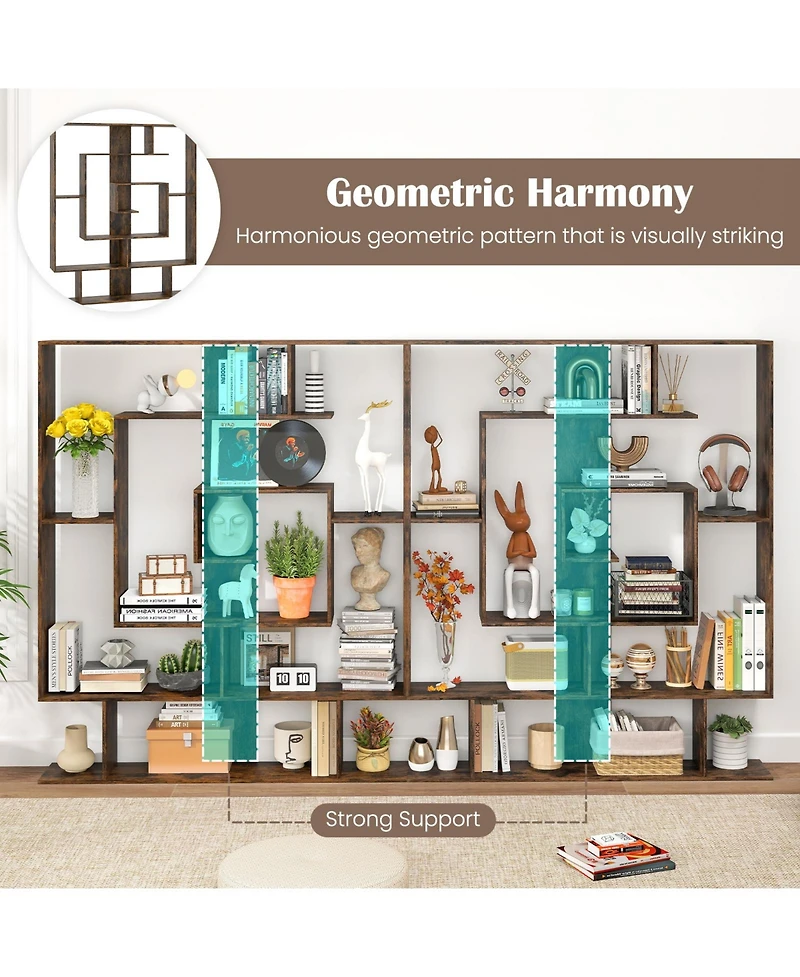 Gouun 7-Tier Open Display Bookshelf Rack for Home Office, 49.5 x 8.5 x 59