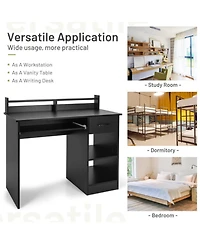Gouun Laptop Table with Pull-Out Keyboard Tray, 5-Position Adjustable Shelf and Deep Drawer