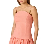 Adrianna Women's Seersucker Square Neck Midi Dress