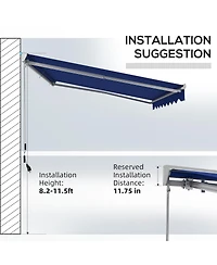 Outsunny 16.5' x 10' Electric Retractable Awning w/ Led Lights, Blue