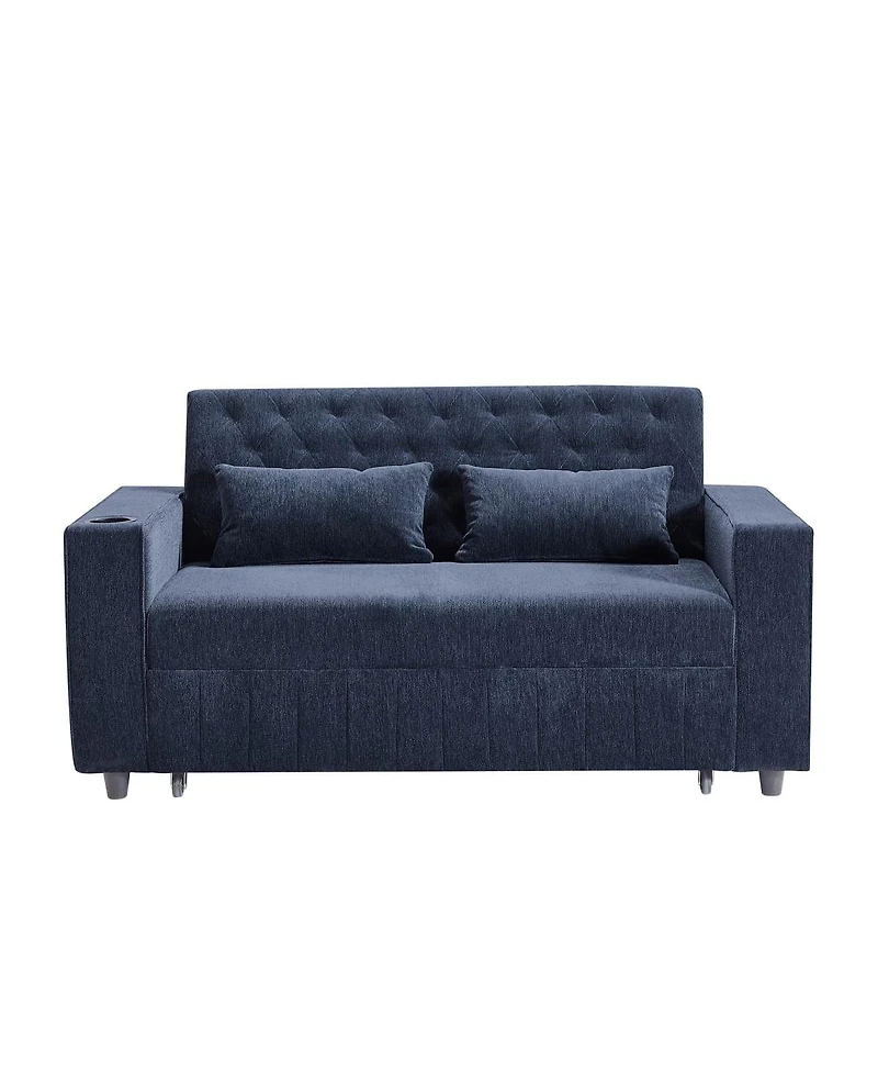 Maison Boucle Pull Out Loveseat Sofa with Adjustable Backrest for Small Space