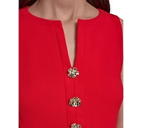 Women's Notch-Neck Sleeveless Knee length Dress