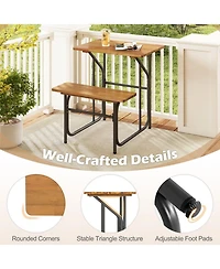 Gouun Acacia Wood Single-Side Patio Table and Bench Set