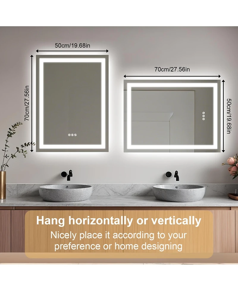 Luvodi 20" x 28" Led Bathroom Mirror with Built-In Speaker, Anti-Fog and Dimmable Backlit Lighting