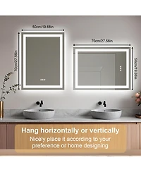 Luvodi 20" x 28" Led Bathroom Mirror with Built-In Speaker, Anti-Fog and Dimmable Backlit Lighting