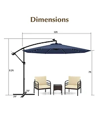 Slickblue Solar-Powered Offset Hanging Umbrella with 40 Led Lights for Patio