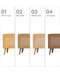 Rainsken 70 Inch Tv Stand with Rattan Doors for TVs , Modern Wood Entertainment Center with Storage Cabinets and Cable Holes for Living Room