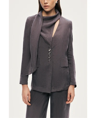 Nocturne Women's Asymmetrical Draped Tailored Jacket