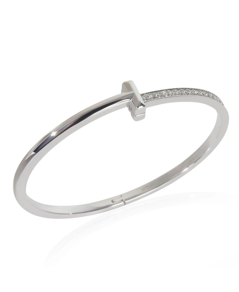 Pre-Owned Tiffany & Co White Gold Diamond Tiffany T T1 Narrow Hinged Bracelet