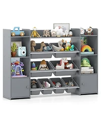 Gouun 56 in Large Toy Storage Organizer with 8 Removable Bins and Bookshelf
