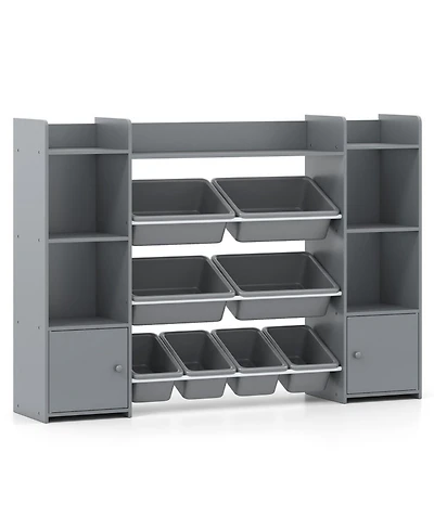 Gouun 56 in Large Toy Storage Organizer with 8 Removable Bins and Bookshelf