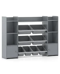 Gouun 56 in Large Toy Storage Organizer with 8 Removable Bins and Bookshelf