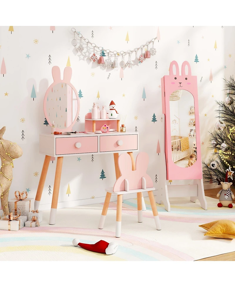 Sugift Kids Jewelry Armoire Cabinet with 2 Tilt Angles and Large Capacity