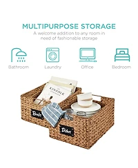 Best Choice Products Set of 2 16in Woven Water Hyacinth Pantry Baskets w/ Chalkboard Label, Chalk Marker