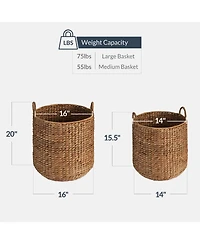 Best Choice Products 2-Piece Round Nesting Baskets Handles, Handwoven Water Hyacinth, Storage Organizer