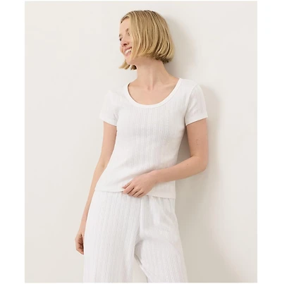 Pact Women's Organic Cotton Pointelle Scoop Neck Tee