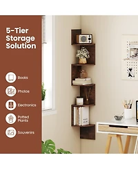Gouun 5-Tier Wall Mounted Corner Shelf with Floating Design, 8 x 8 x 50