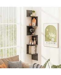 Gouun 5-Tier Wall Mounted Corner Shelf with Floating Design, 8 x 8 x 50