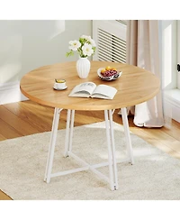 Gouun 47 in Round Kitchen Table with Cross Base for 4-6 People