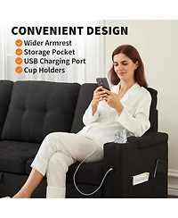 gaomon Couches for Living Room Shaped Sectional Sleeper Sofa with Pull Out Bed, Comfy Bed Charging Ports and Storage Armrests